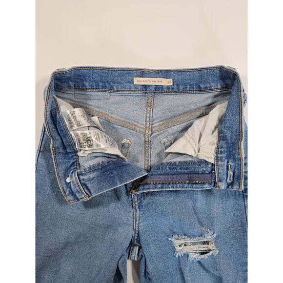 Levi's Women's Cotton Medium Wash Distressed High-Waisted Mom Jeans Size 24 - Picture 6 of 13